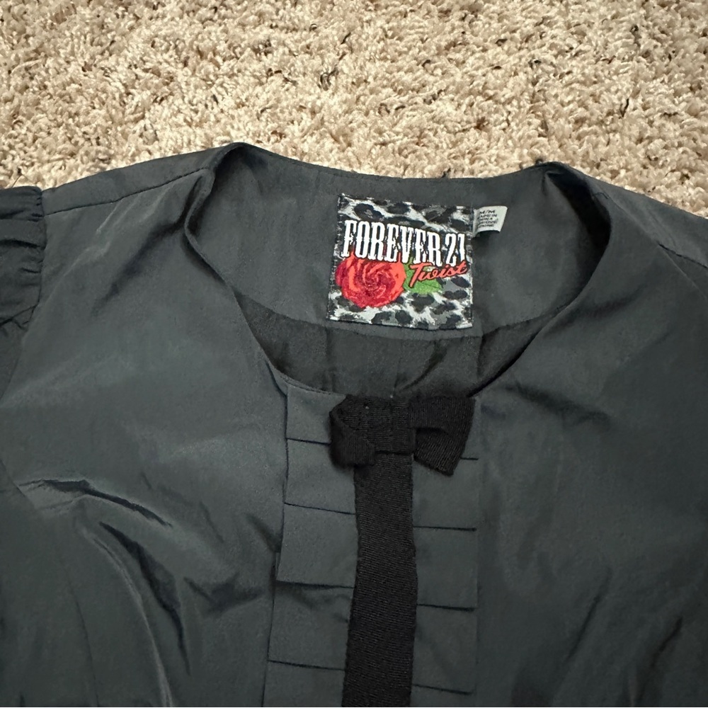 RARE Forever 21 Twist Dark Gray Jacket Dress Limited Edition Tulle Mall Goth - Picture 4 of 16